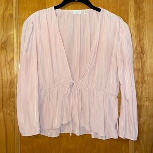 Aritzia Wilfred Pink Tie Front Blouse
